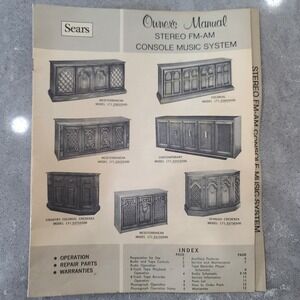 Vintage 1970's Sears Stereo FM-AM Console System Owners Manual